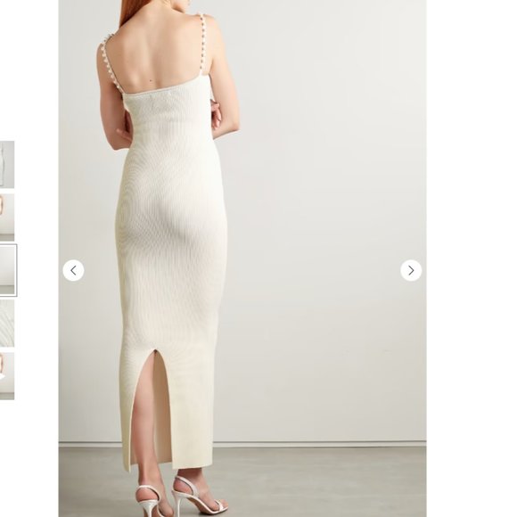 NWT Galvan London Thalia faux pearl-embellished ribbed-knit gown - Picture 2 of 5